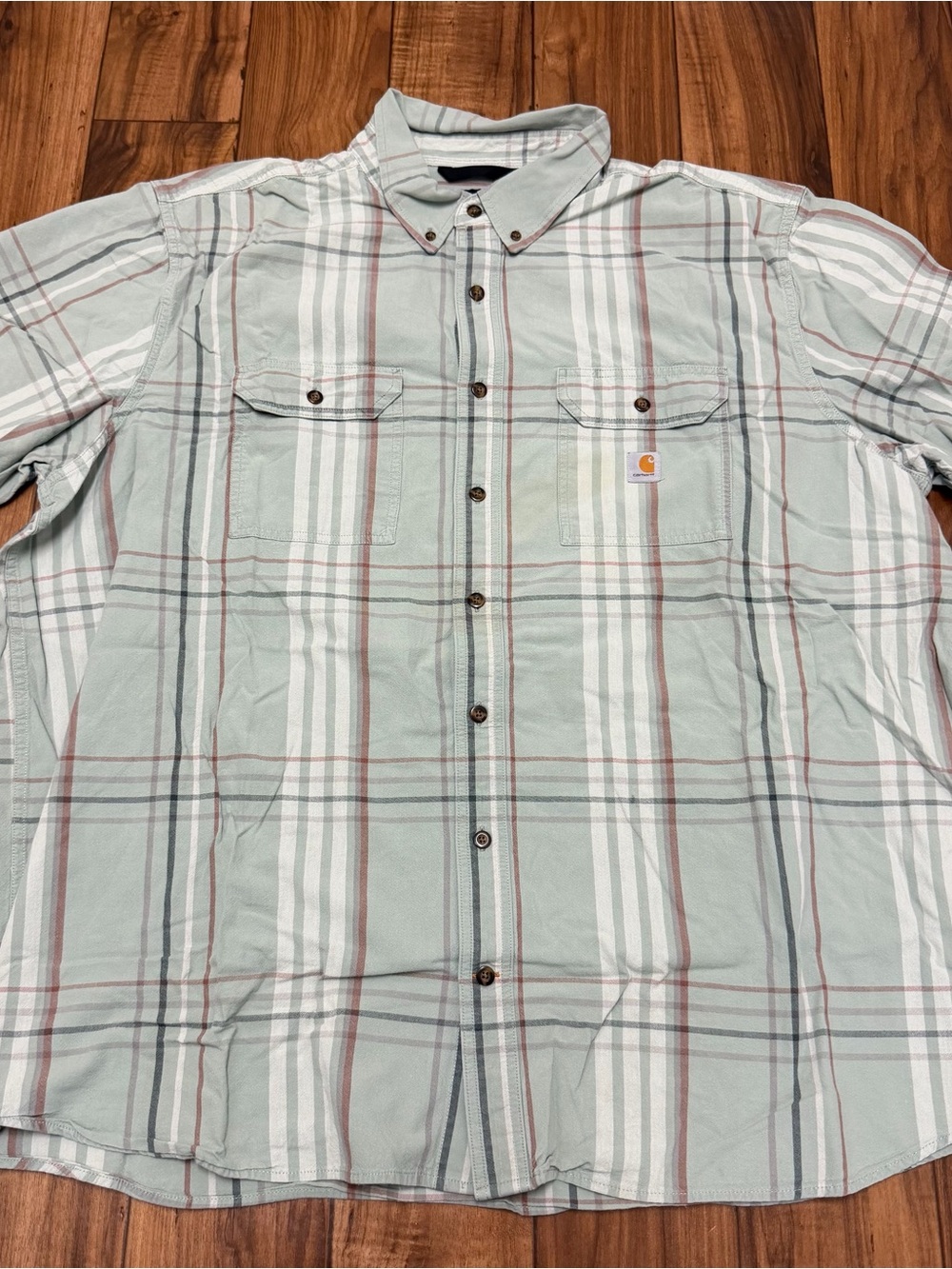 Carhartt Loose Fit Plaid Shirt Woven Cotton Casual Comfort Button Up Mens 3XLT